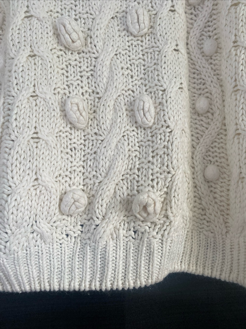 Vintage 80’s SML Sport Ivory Cable Bobble Crewneck Sweater - Picture 2 of 5